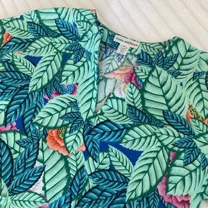 Mara Hoffman Green and Blue Leaf Print Swim Coverup